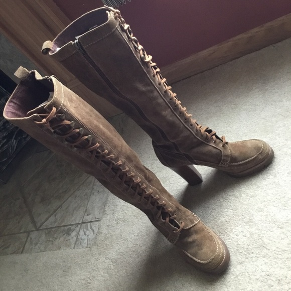 MK suede eyelet hook loop knee high platform RARE - Picture 2 of 16